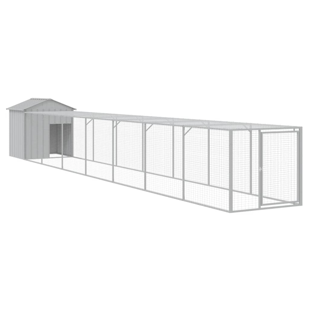 Poulet Vidaxl avec course 117x813x123 cm en acier gris clair