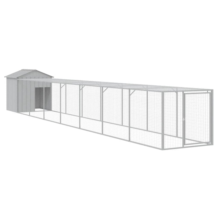 Poulet Vidaxl avec course 117x813x123 cm en acier gris clair