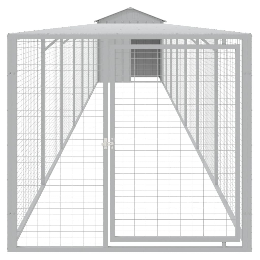 Poulet Vidaxl avec course 117x813x123 cm en acier gris clair