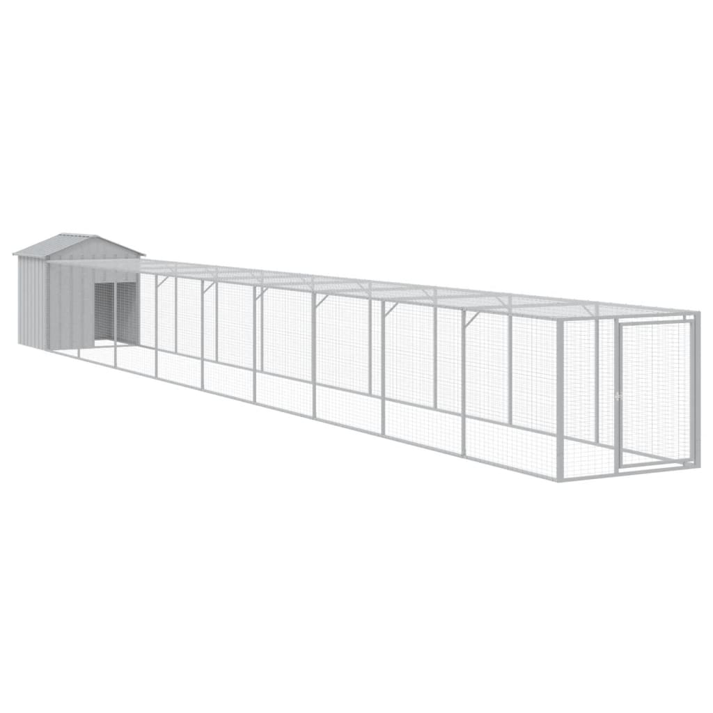 Poulet Vidaxl avec run 117x1017x123 cm en acier gris clair