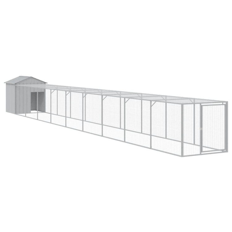 Poulet Vidaxl avec run 117x1017x123 cm en acier gris clair