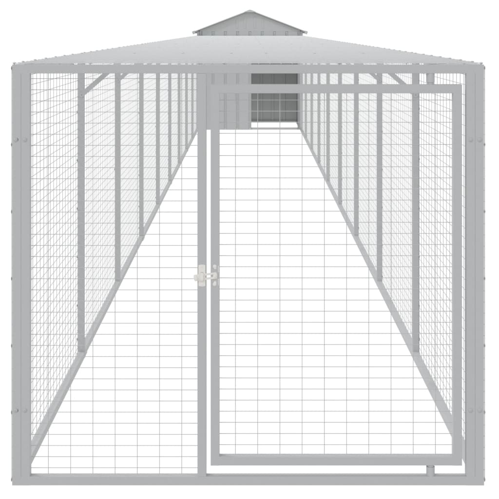 Poulet Vidaxl avec run 117x1017x123 cm en acier gris clair