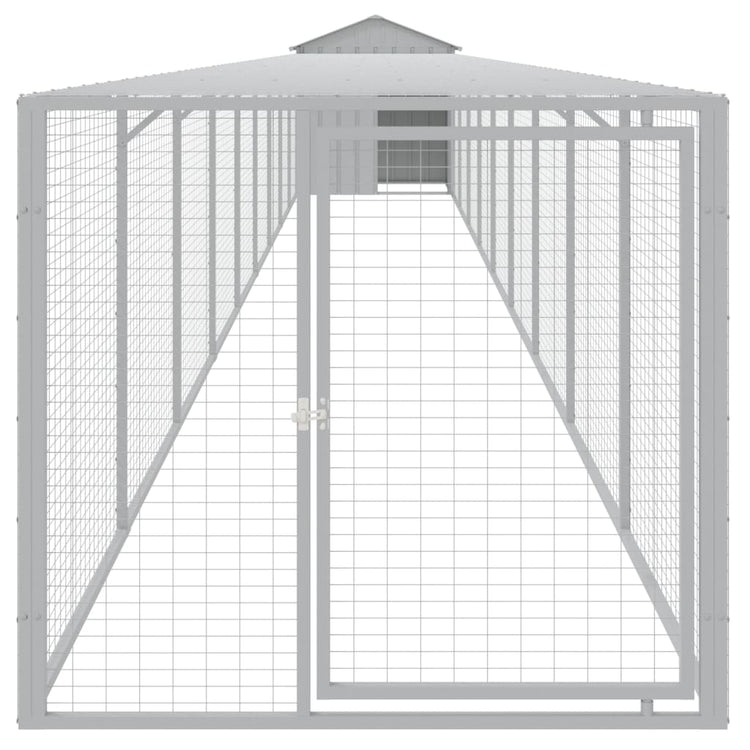 Poulet Vidaxl avec run 117x1017x123 cm en acier gris clair