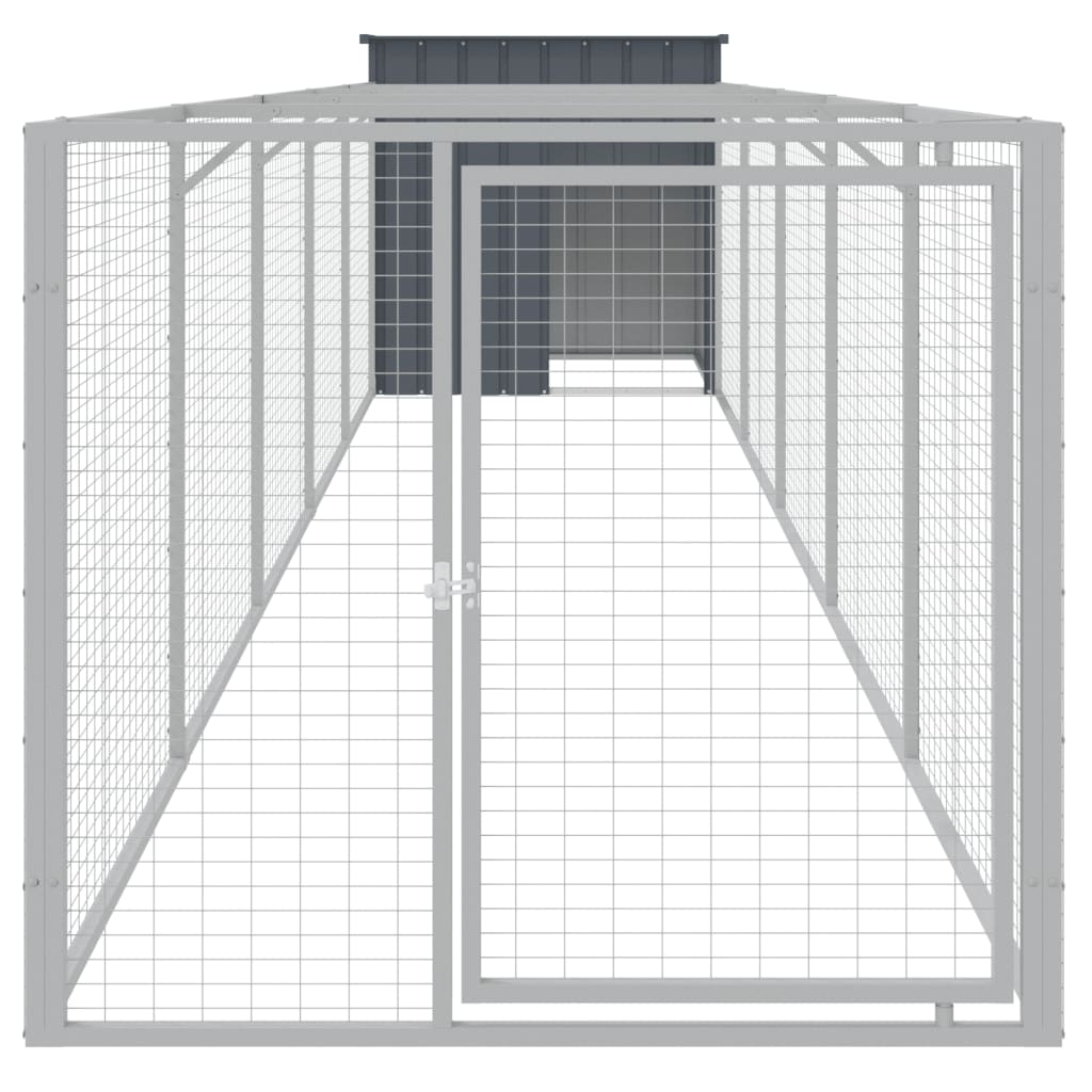 Vidaxl Dog Loft avec run 110x609x110 cm anthracite en acier galvanisé