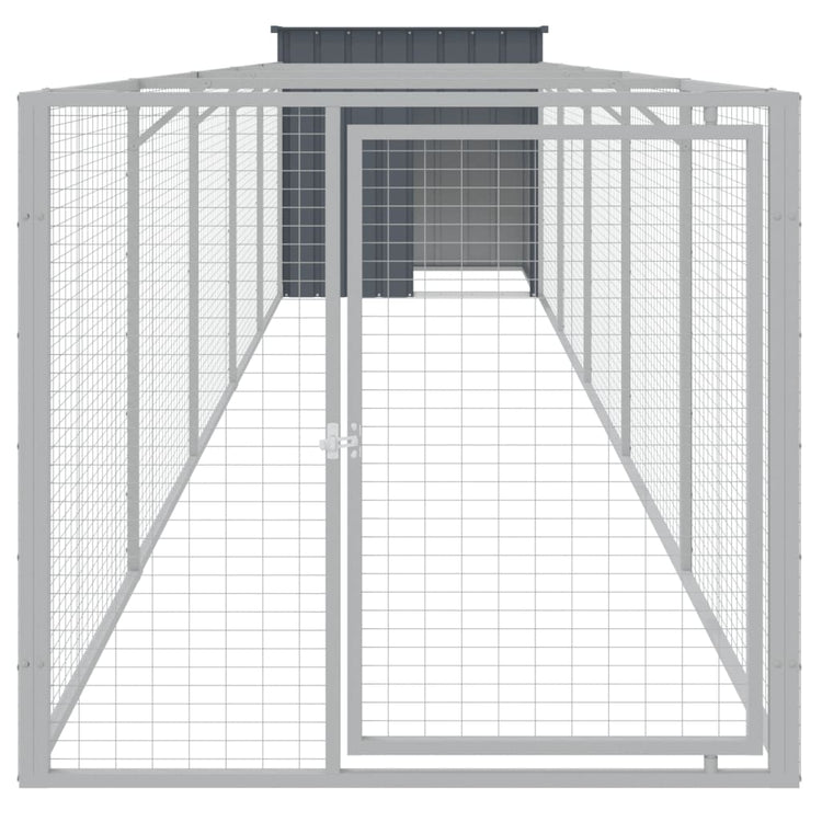Vidaxl Dog Loft avec run 110x609x110 cm anthracite en acier galvanisé