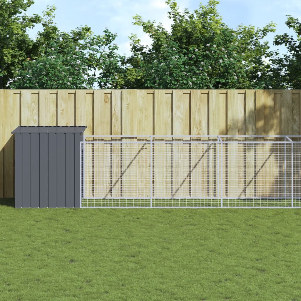 Vidaxl Dog Loft avec run 110x609x110 cm anthracite en acier galvanisé