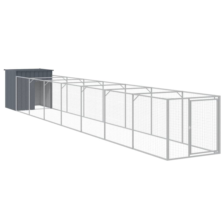 Vidaxl Dog Loft with Run 110x813x110 cm Galvanisé en acier anthracite