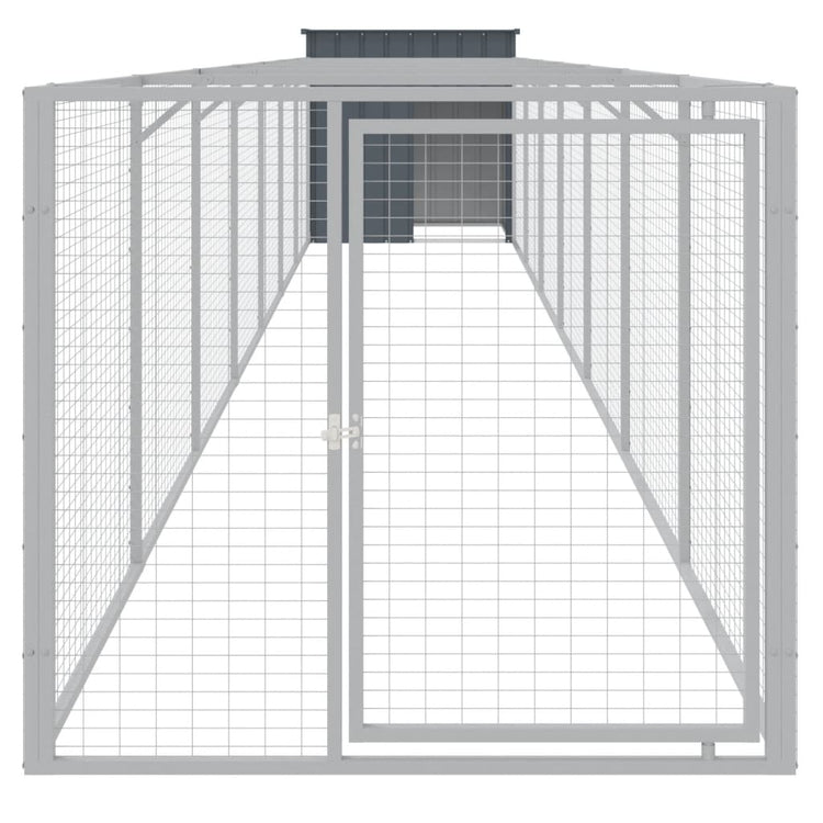 Vidaxl Dog Loft with Run 110x813x110 cm Galvanisé en acier anthracite