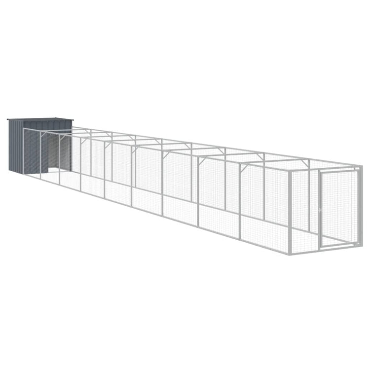 Vidaxl Dog Loft avec run 110x1017x110 cm en acier anthracite -colored