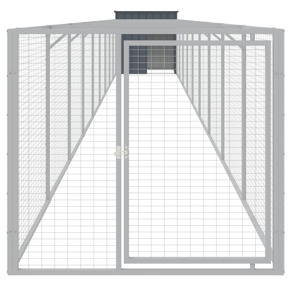 Vidaxl Dog Loft avec run 110x1017x110 cm en acier anthracite -colored