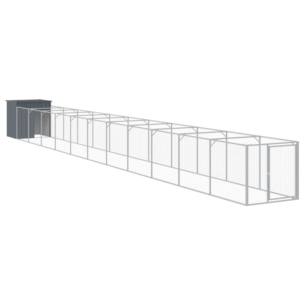 Vidaxl Dog Loft avec run 110x1221x110 cm en acier anthracite -colored