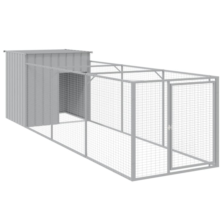 Vidaxl Dog Loft avec exécution 110x405x110 cm en acier gris clair