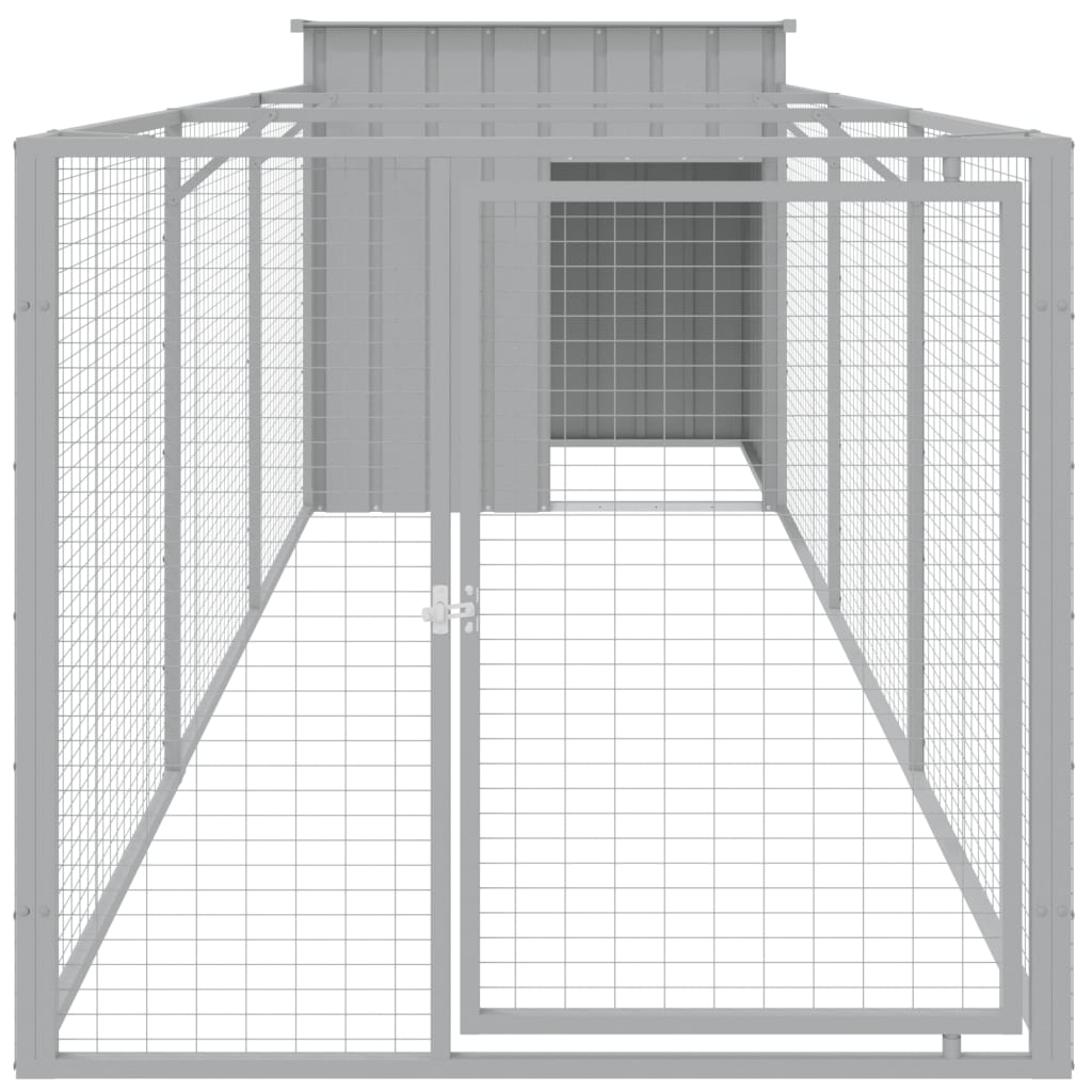 Vidaxl Dog Loft avec exécution 110x405x110 cm en acier gris clair