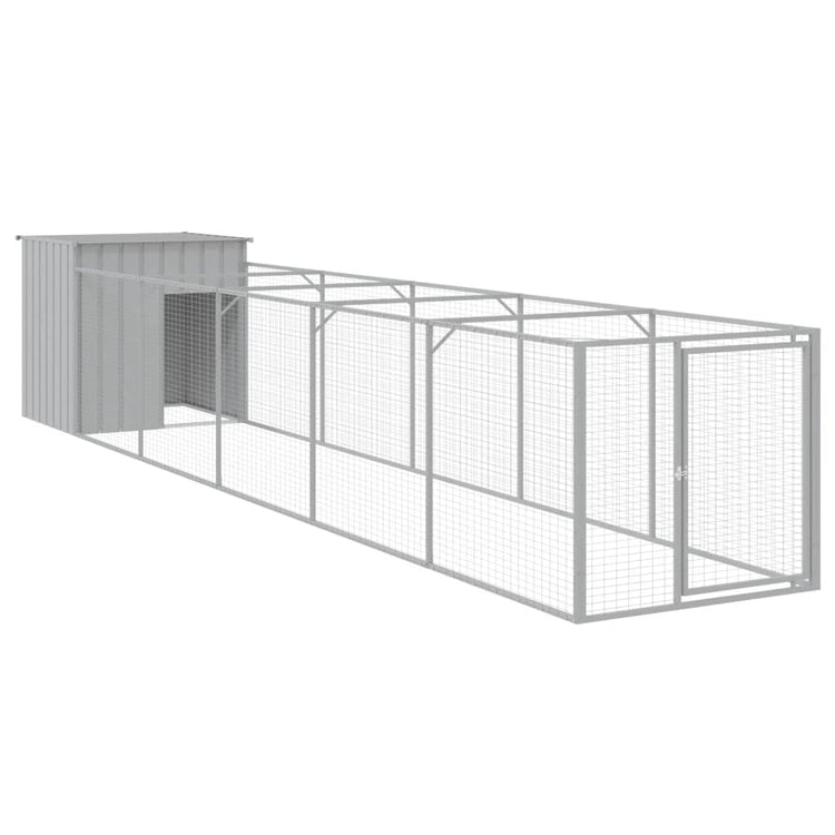 Vidaxl Dog Loft avec run 110x609x110 cm en acier gris clair