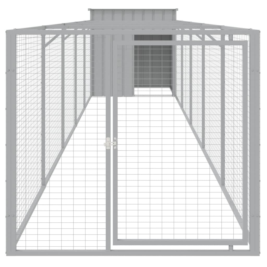Vidaxl Dog Loft avec run 110x609x110 cm en acier gris clair