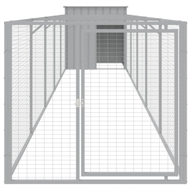 Vidaxl Dog Loft avec run 110x609x110 cm en acier gris clair
