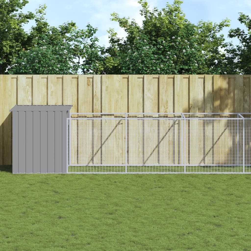 Vidaxl Dog Loft avec run 110x609x110 cm en acier gris clair