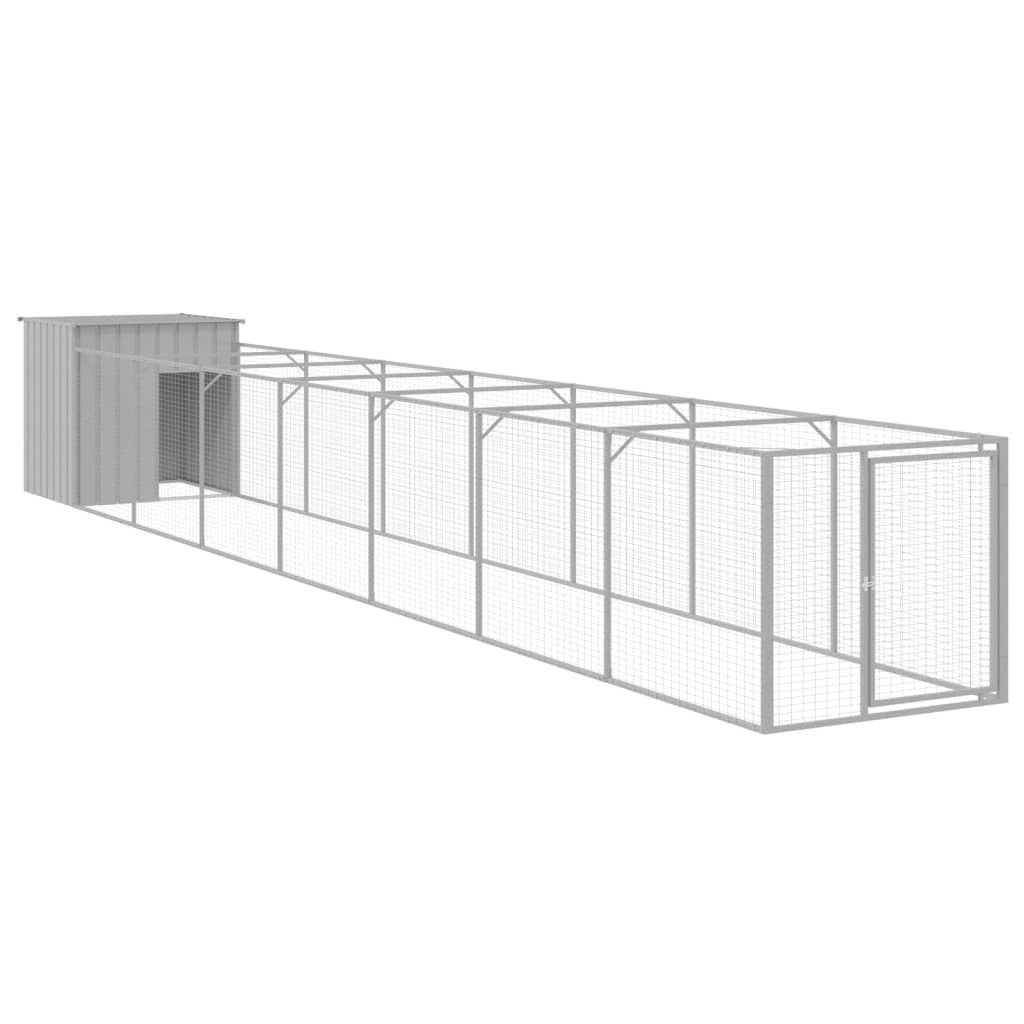 Vidaxl Dog Loft with Run 110x813x110 cm Gris clair en acier