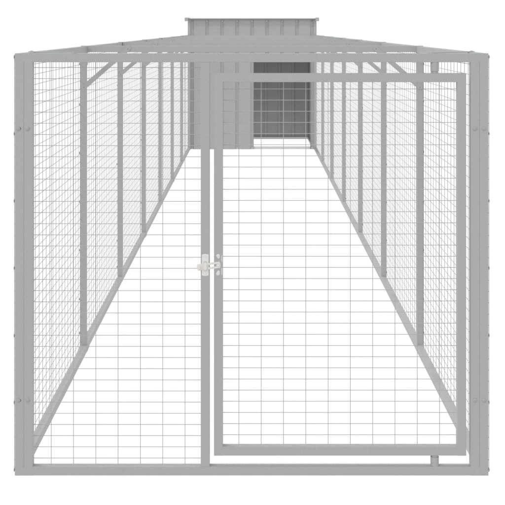 Vidaxl Dog Loft with Run 110x813x110 cm Gris clair en acier