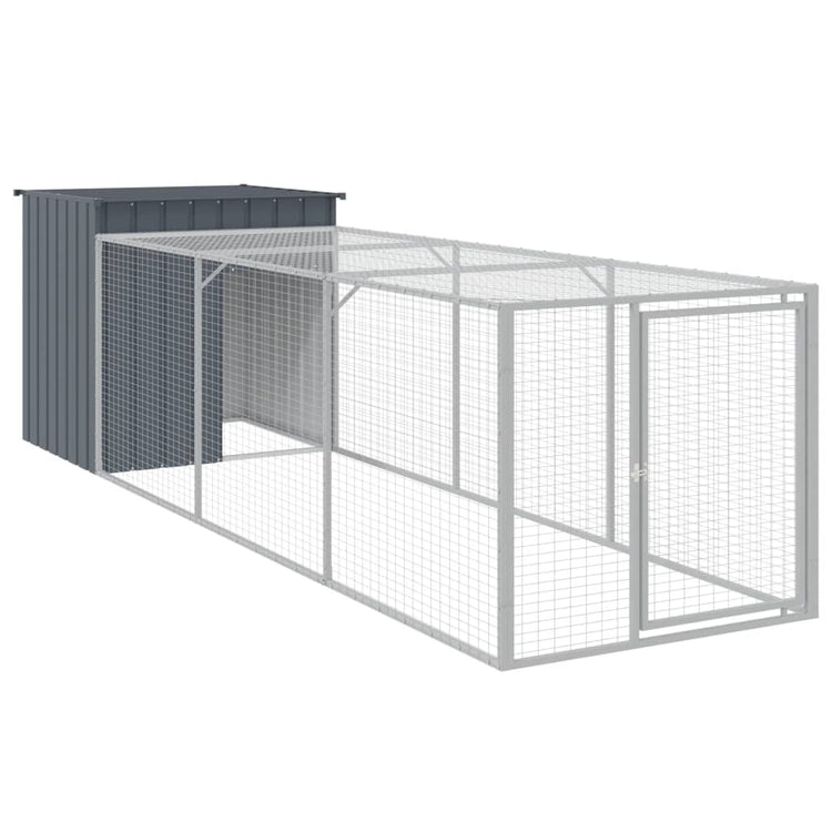 Poulet Vidaxl avec Run 110x405x110 cm Anthracite en acier galvanisé