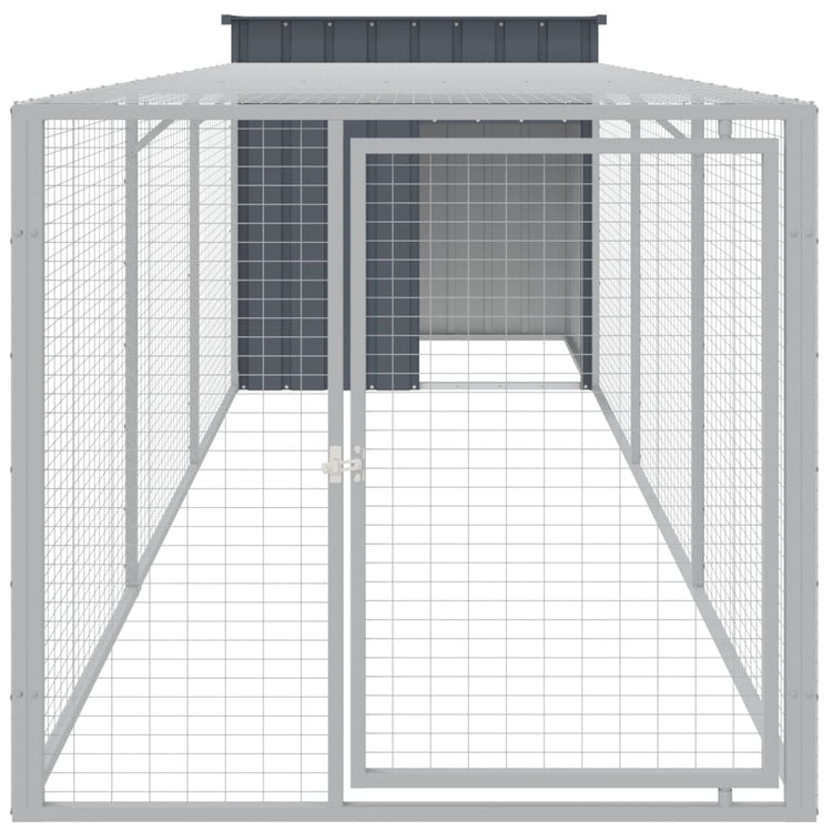 Poulet Vidaxl avec Run 110x405x110 cm Anthracite en acier galvanisé