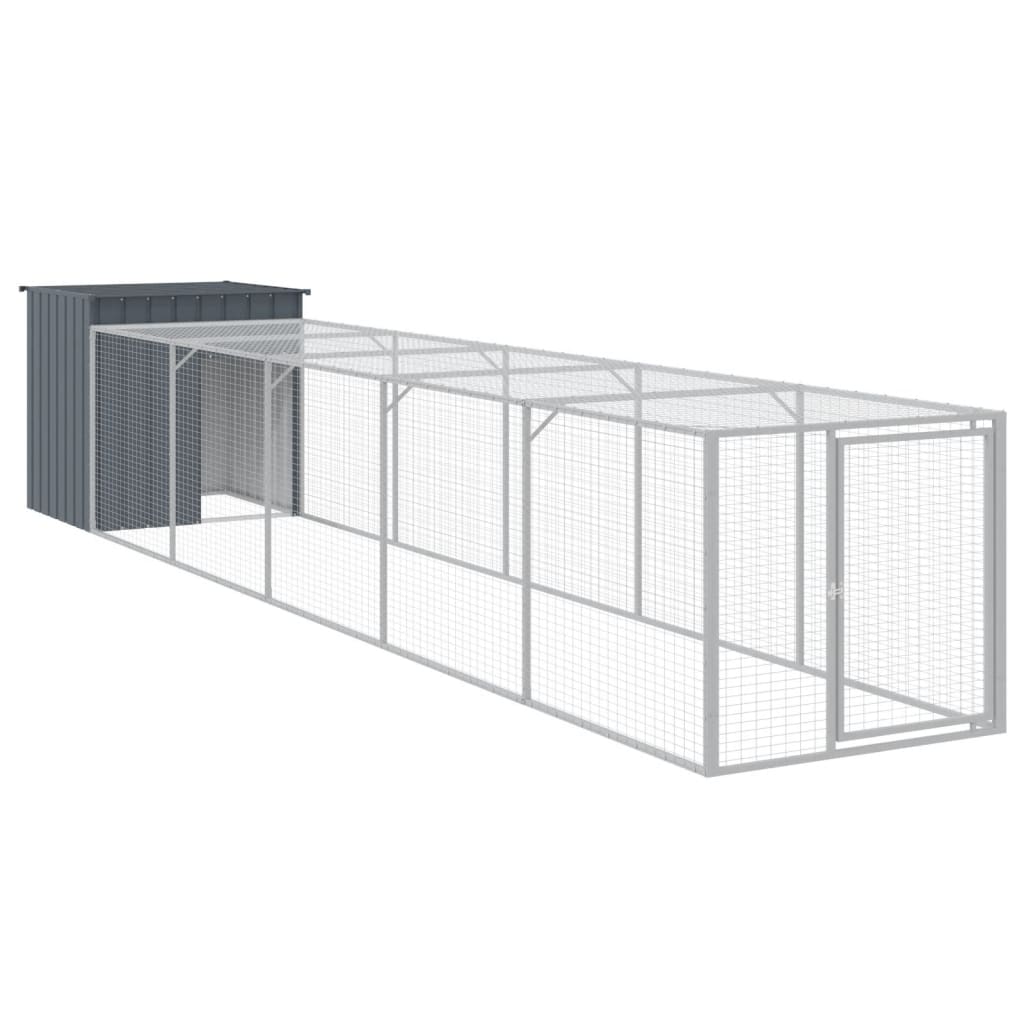 Poulet Vidaxl avec Run 110x609x110 cm Anthracite en acier galvanisé