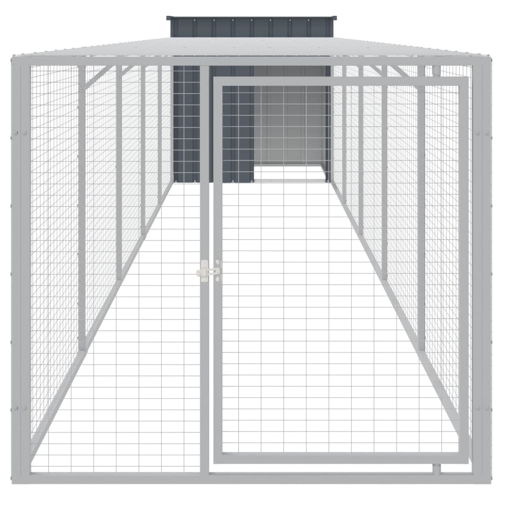 Poulet Vidaxl avec Run 110x609x110 cm Anthracite en acier galvanisé