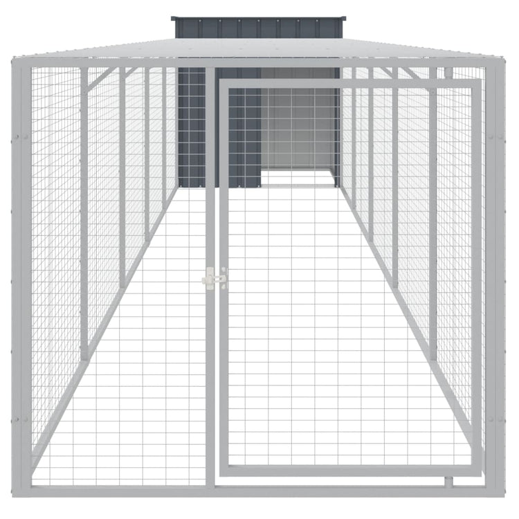 Poulet Vidaxl avec Run 110x609x110 cm Anthracite en acier galvanisé