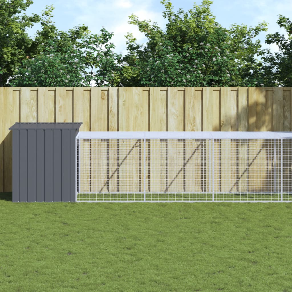 Poulet Vidaxl avec Run 110x609x110 cm Anthracite en acier galvanisé