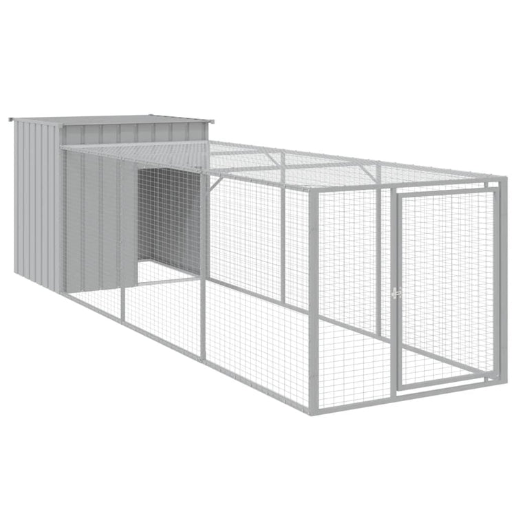 Poulet Vidaxl avec run 110x405x110 cm Gris clair en acier