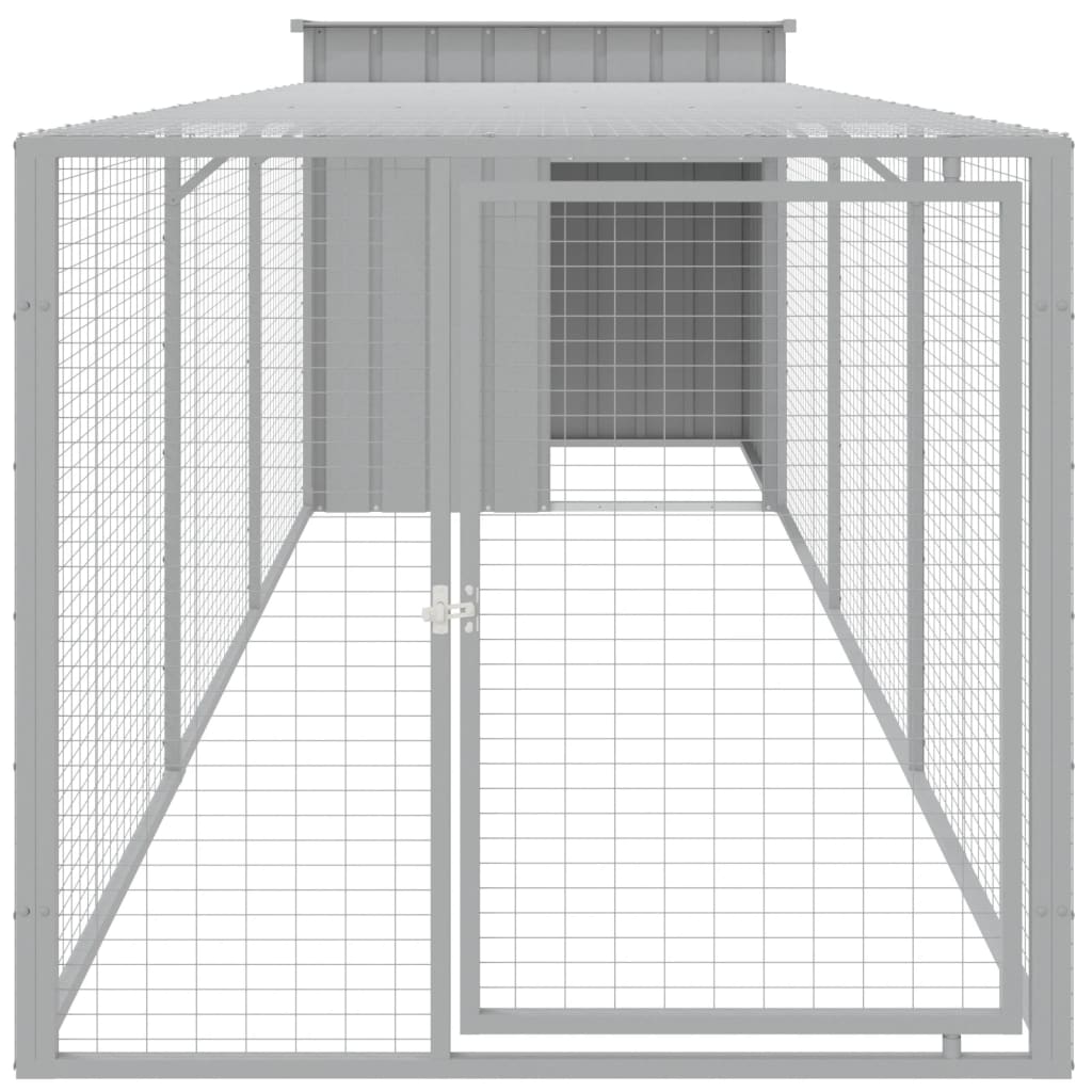 Poulet Vidaxl avec run 110x405x110 cm Gris clair en acier