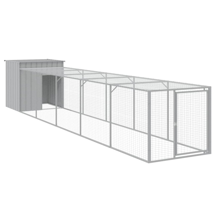 Poulet Vidaxl avec run 110x609x110 cm en acier gris clair