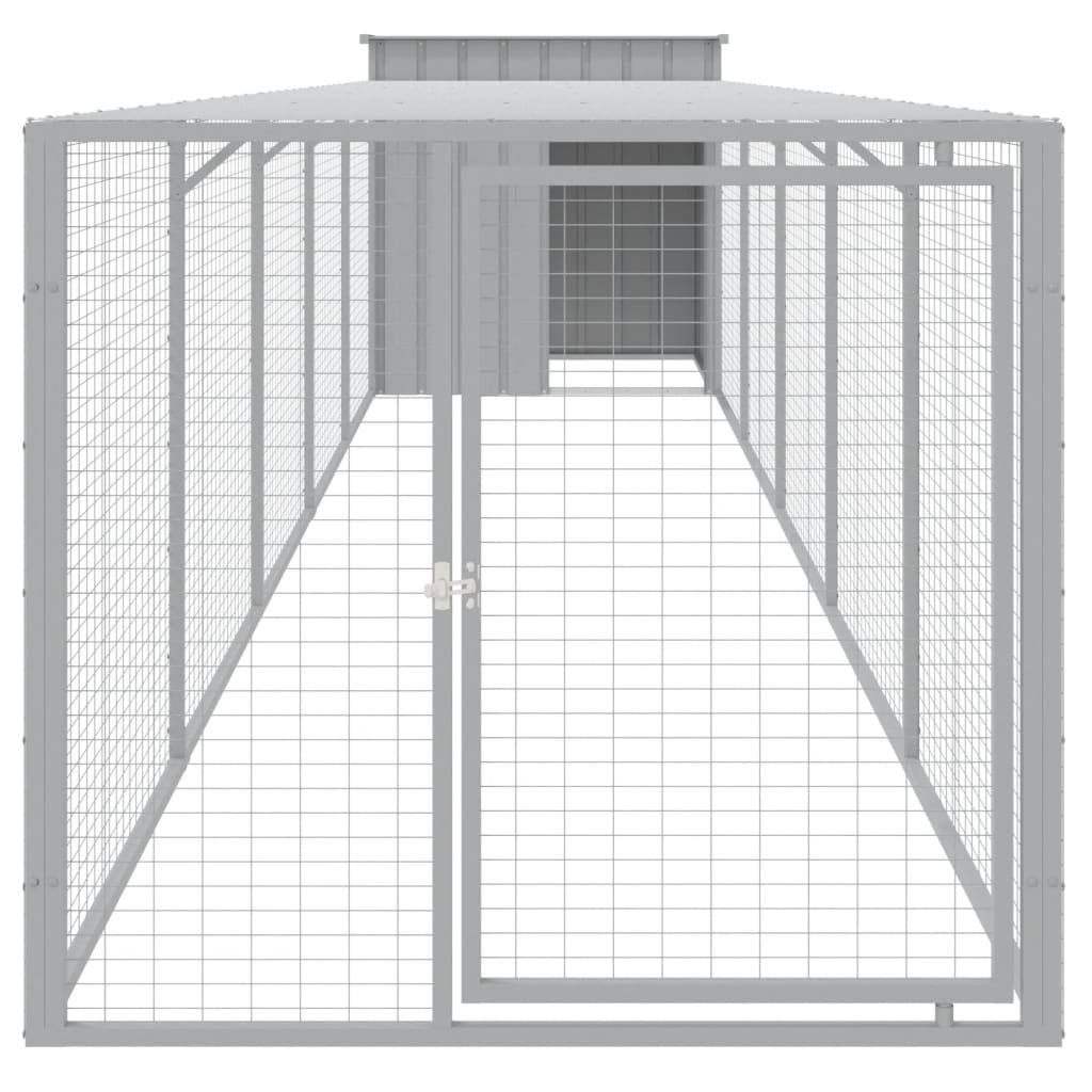 Poulet Vidaxl avec run 110x609x110 cm en acier gris clair