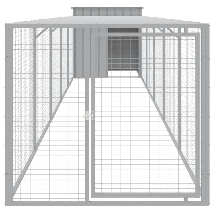 Poulet Vidaxl avec run 110x609x110 cm en acier gris clair