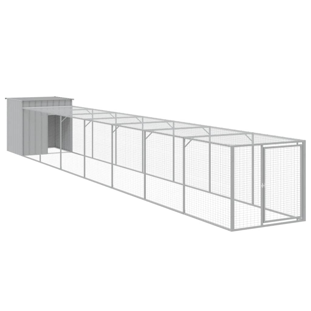 Poulet Vidaxl avec Run 110x813x110 cm Gris clair en acier