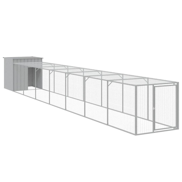 Poulet Vidaxl avec Run 110x813x110 cm Gris clair en acier