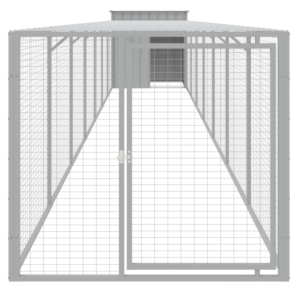 Poulet Vidaxl avec Run 110x813x110 cm Gris clair en acier