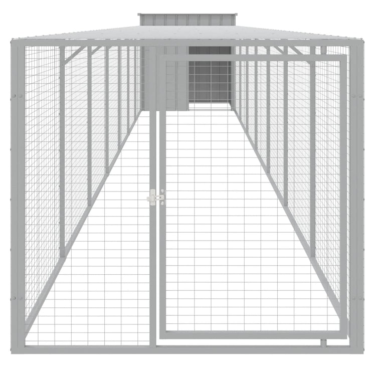 Poulet Vidaxl avec Run 110x813x110 cm Gris clair en acier