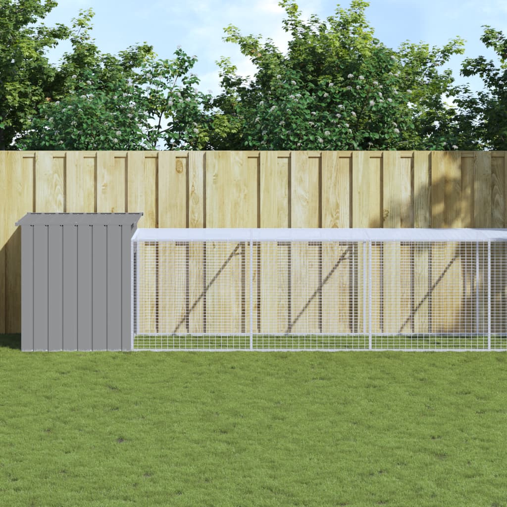 Poulet Vidaxl avec Run 110x813x110 cm Gris clair en acier
