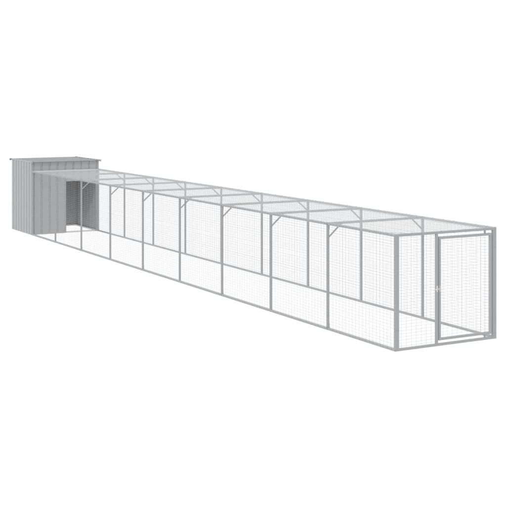 Poulet Vidaxl avec run 110x1017x110 cm en acier gris clair