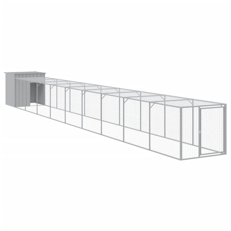 Poulet Vidaxl avec run 110x1017x110 cm en acier gris clair