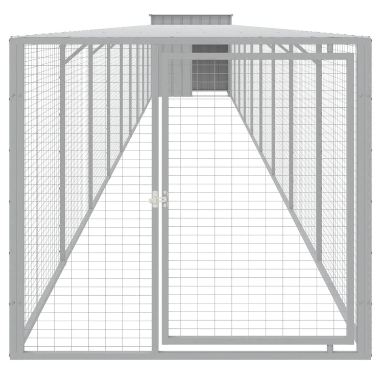 Poulet Vidaxl avec run 110x1017x110 cm en acier gris clair
