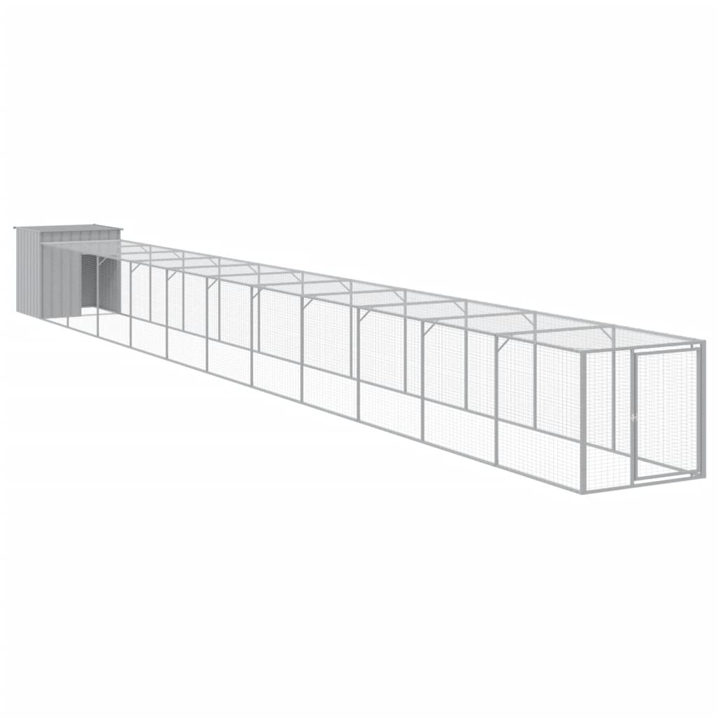 Poulet Vidaxl avec run 110x1221x110 cm en acier gris clair