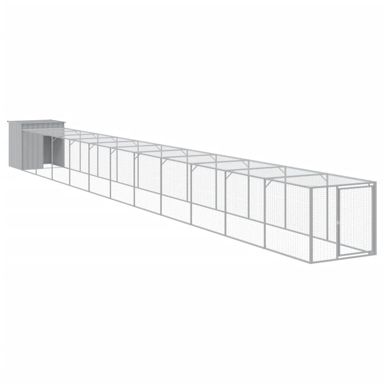 Poulet Vidaxl avec run 110x1221x110 cm en acier gris clair
