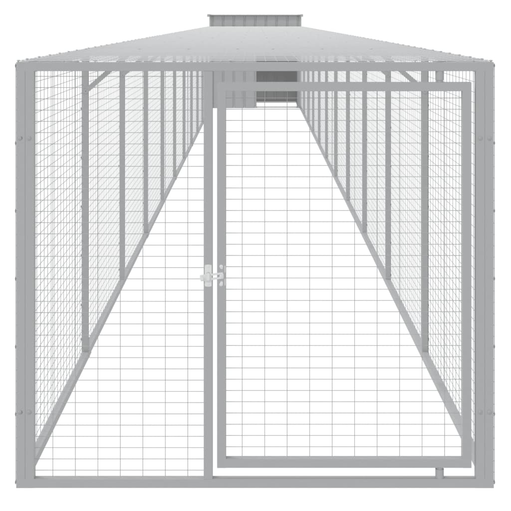 Poulet Vidaxl avec run 110x1221x110 cm en acier gris clair
