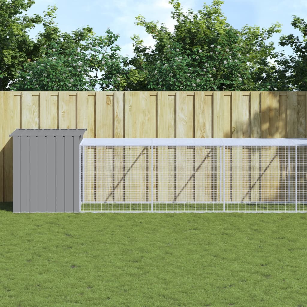 Poulet Vidaxl avec run 110x1221x110 cm en acier gris clair