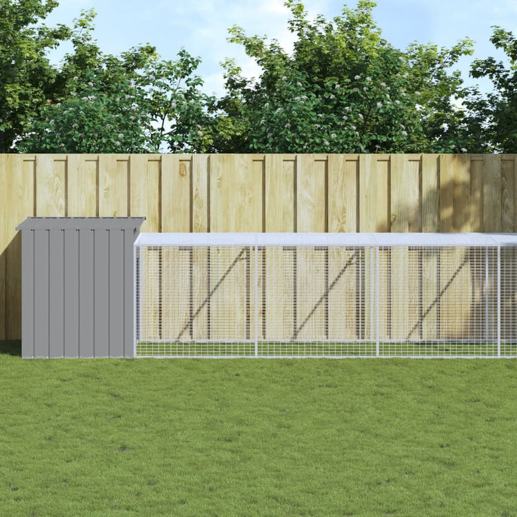 Poulet Vidaxl avec run 110x1221x110 cm en acier gris clair