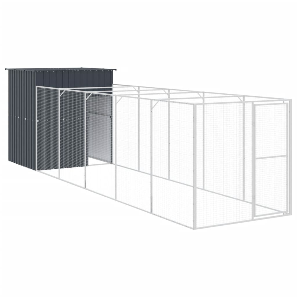 Vidaxl Dog Loft with Run 165x659x181 cm Anthracite en acier galvanisé