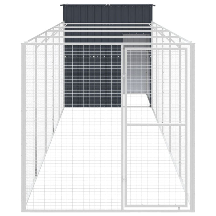 Vidaxl Dog Loft with Run 165x659x181 cm Anthracite en acier galvanisé
