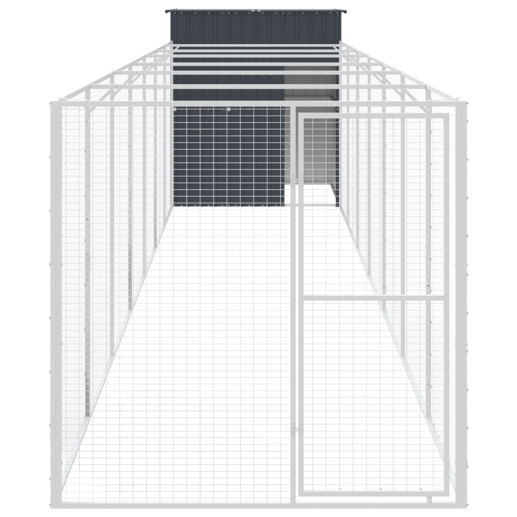 Vidaxl Dog Loft with Run 165x863x181 cm Anthracite en acier galvanisé